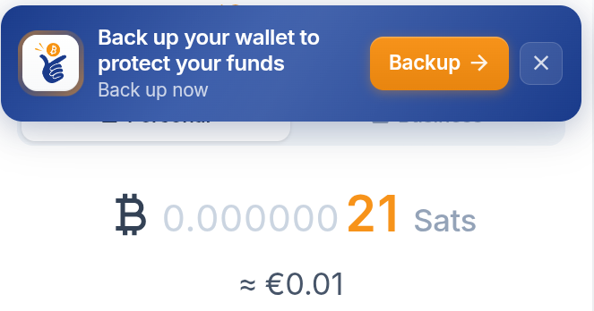 Back up your wallet prompt