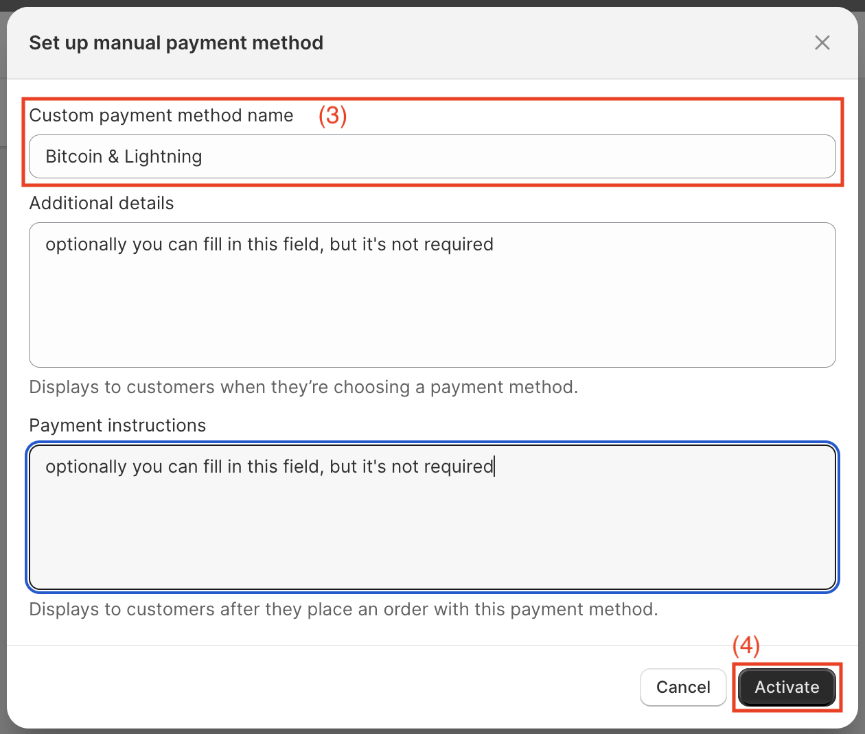 shopify set up manual payment method