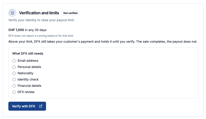 Connect DFX to Coinsnap – KYC and KYB verification requirements