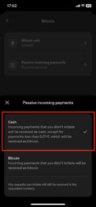 Cash Passive incoming payments