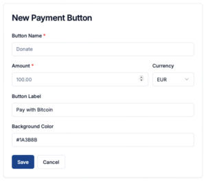 Configuration of a Bitcoin Payment Button