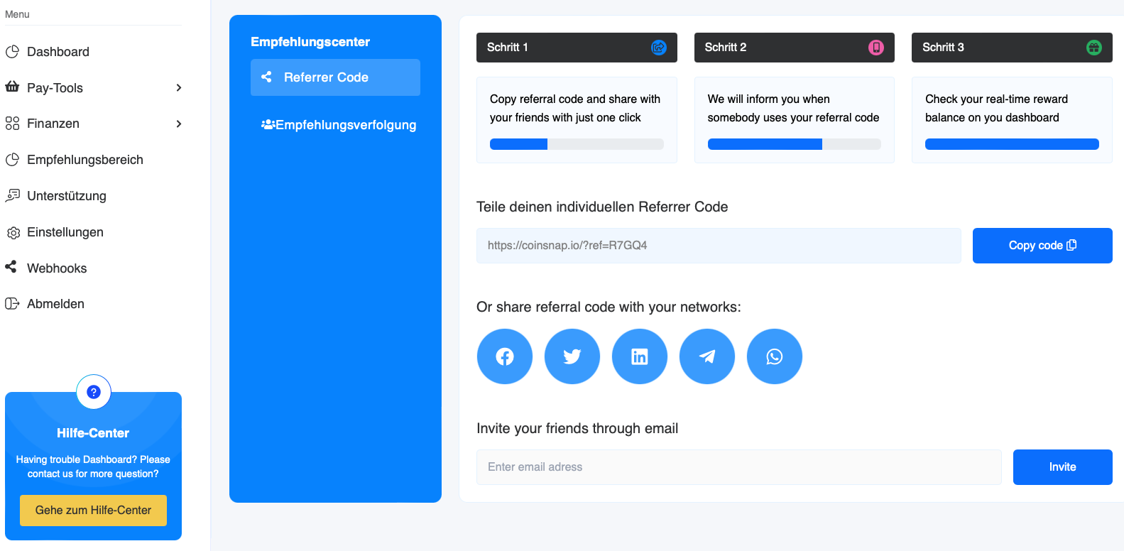 Coinsnap Referrer Code