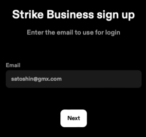 Strike Business sign up