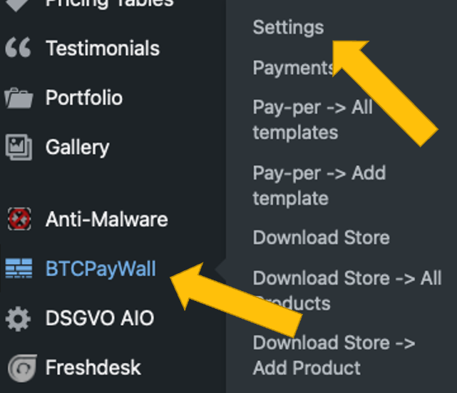 Bitcoin Paywall Settings
