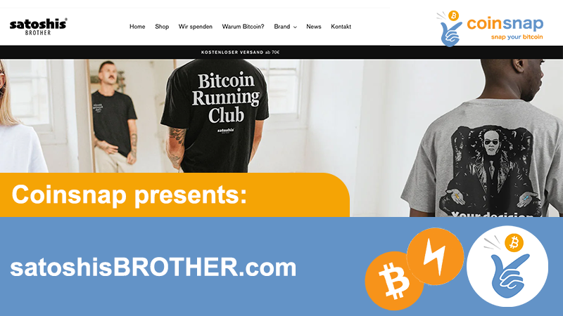 SatoshisBROTHER.com verwendet Coinsnap for Shopify-Plugin für Bitcoin Zahlungen