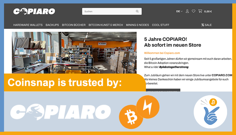 Copiaro + Coinsnap for Shopify