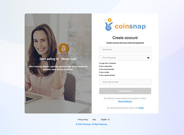 Jetzt Coinsnap-Accoount holen