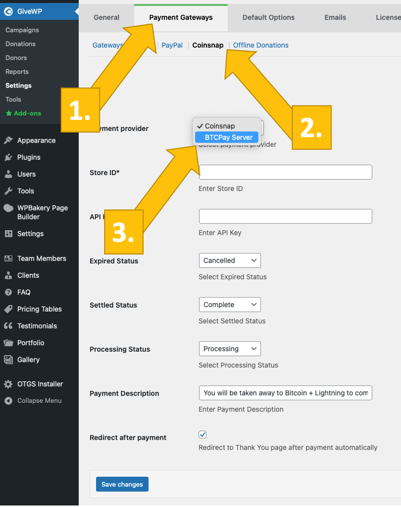 choose-btcpay-server Choosing BTCPay Server as payment provider
