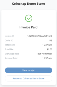 Payment confirmation in Coinsnap for GiveWP