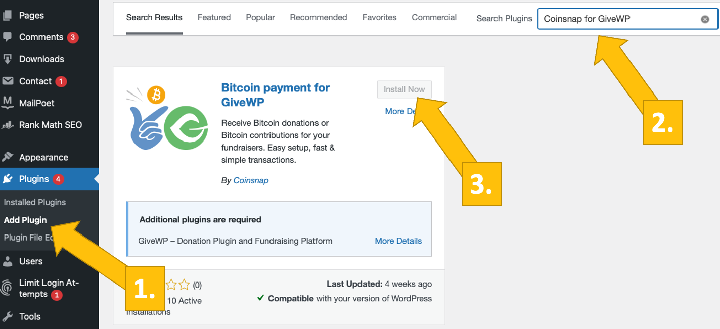 install-coinsnap-for-givewp-plugin Install Coinsnap for GiveWP in WordPress