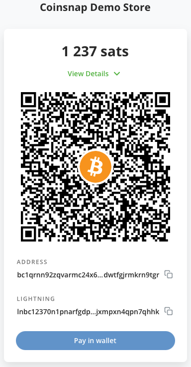 scan the qe code to make your Bitcoin payment with Coinsnap for GiveWP