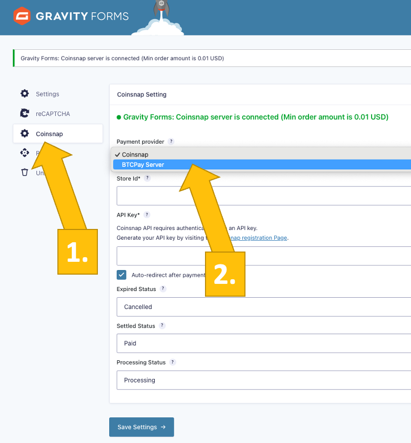 Start BTCPay Server integration