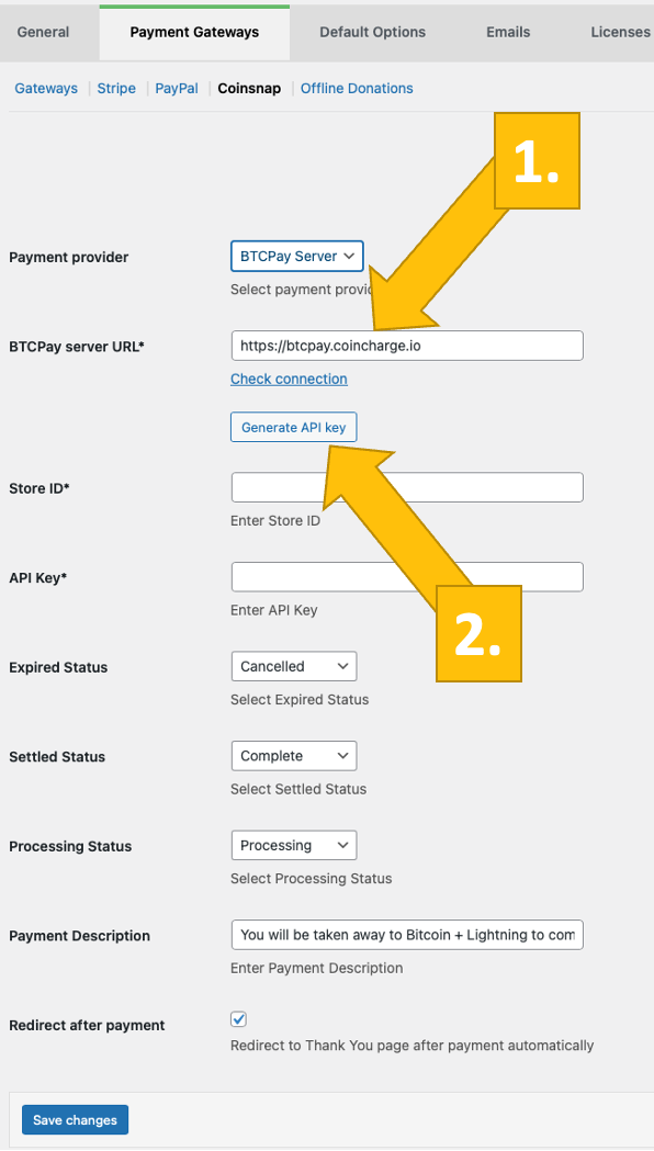 start-btcpay-server-wizard start the BTCPay Server integration