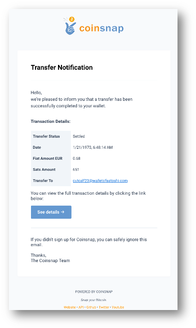 confirmation-email Coinsnap payment confirmation email