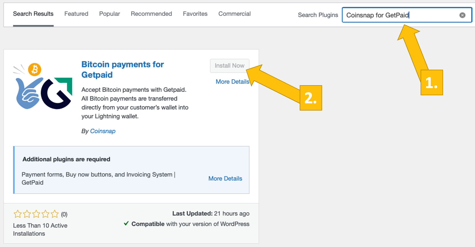 Installing Coinsnap for GetPaid in WordPress