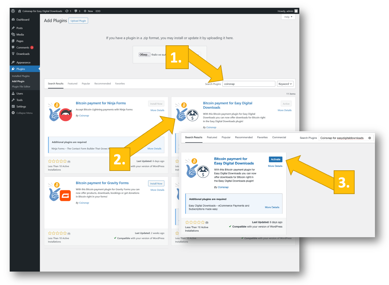 install-edd-from-wordpress Install the plugin form the WordPress plugin repository