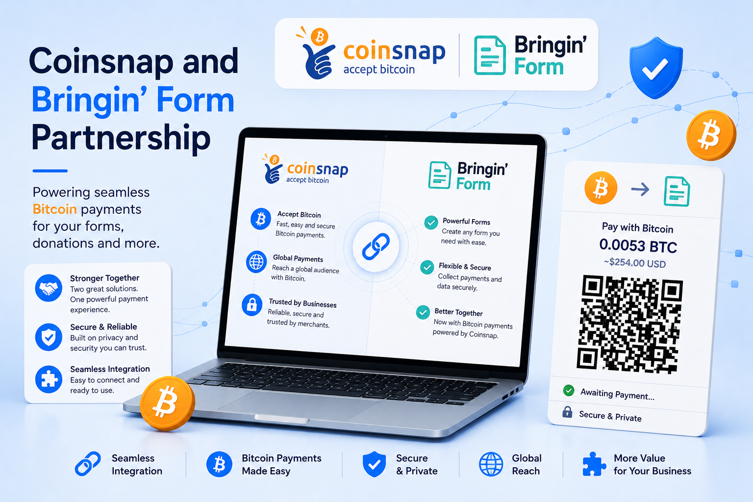 Coinsnap and Bringing form partnership: Receive Bitcoin payments now