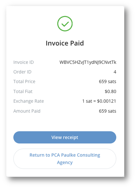 payment-confirmation The Bitcoin payment is confirmed