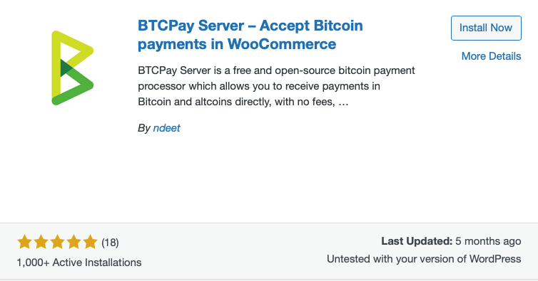 BTCPay Server's WooCommerce Bitcoin Payment Plugin on WordPress