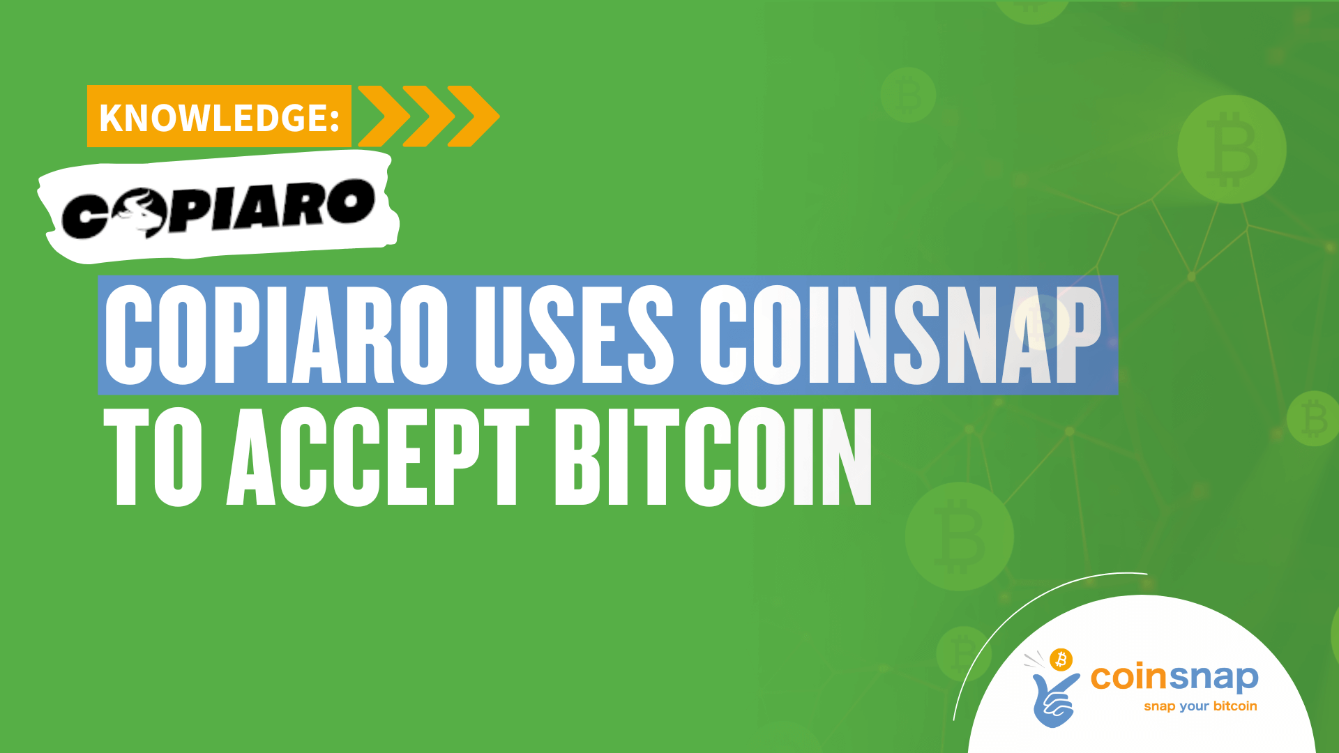Copiaro uses Coinsnap for Bitcoin payment