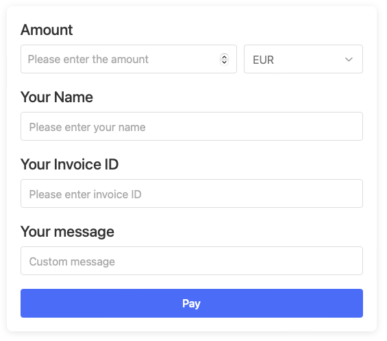 Coinsnap Bitcoin Invoice Form
