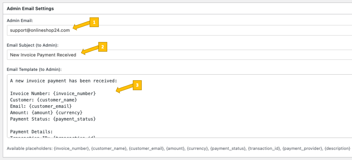 Email Admin Settings