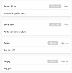 Contributors can leave a shoutout that is displayed in a list anywhere you choose!