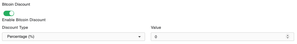 Bitcoin Discount settings