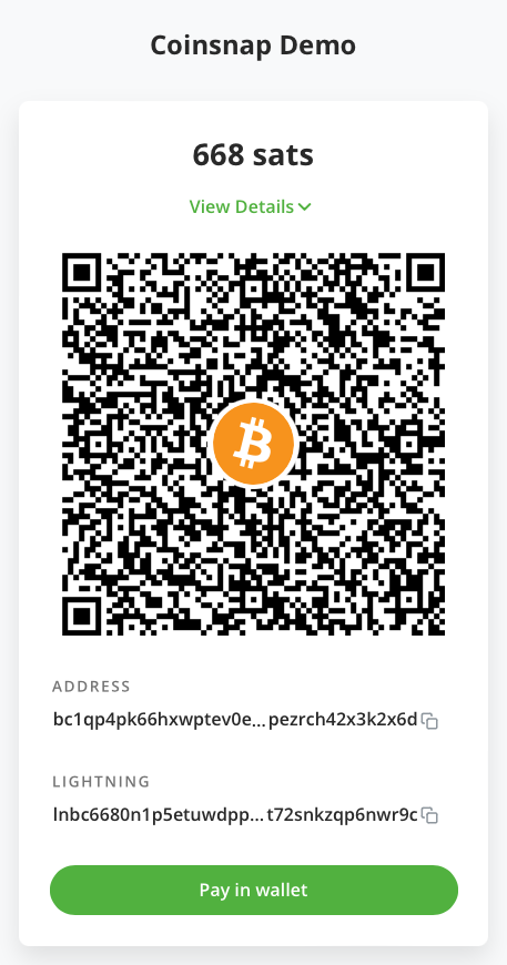 Bitcoin Payment QR code provided by the Bitcoin Invoice plugin