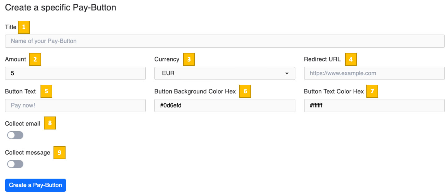 Bitcoin Payment Button settings
