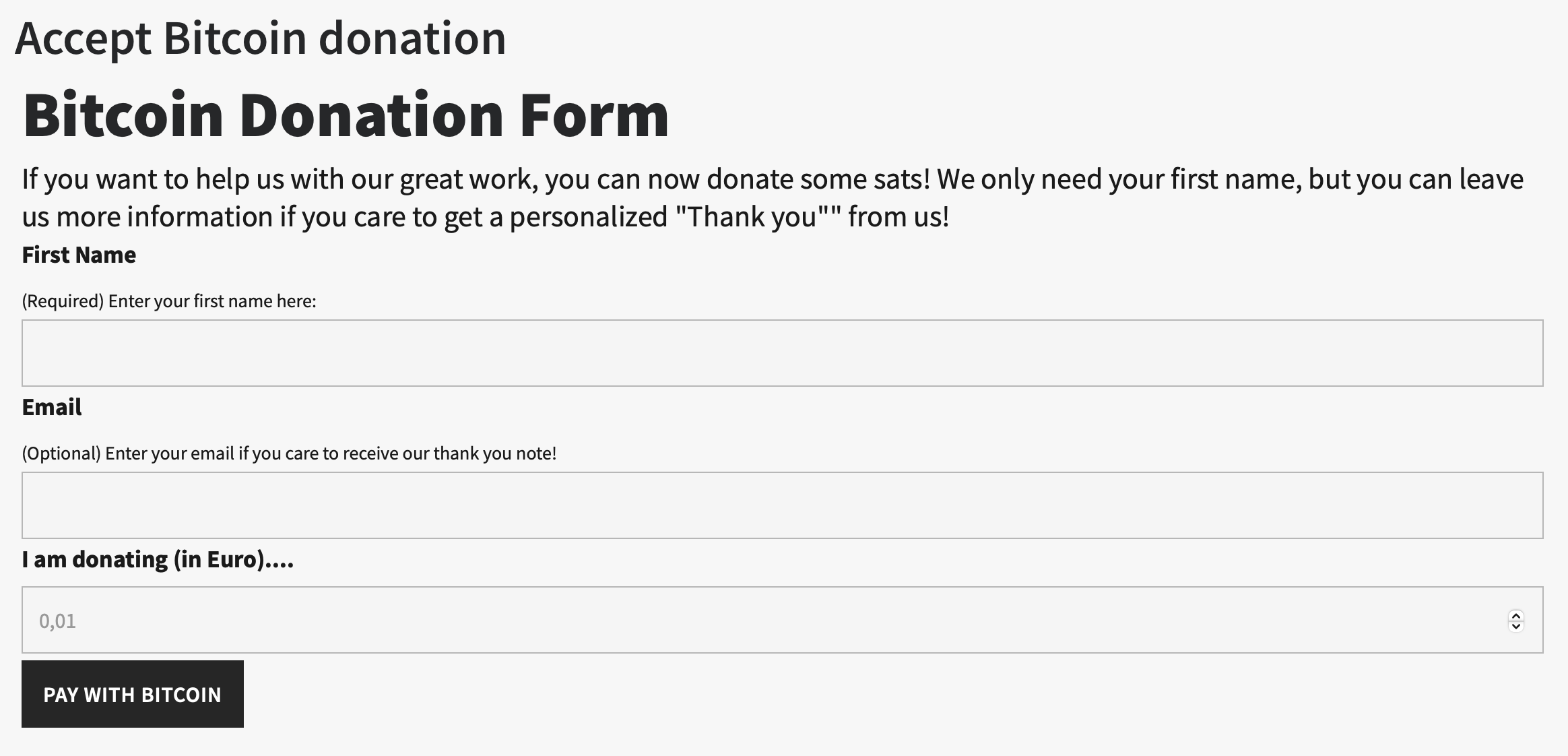 Make a Bitcoin payment in a Ninja Form