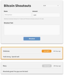Let contributors leave a public message with the Bitcoin Shoutouts plugin