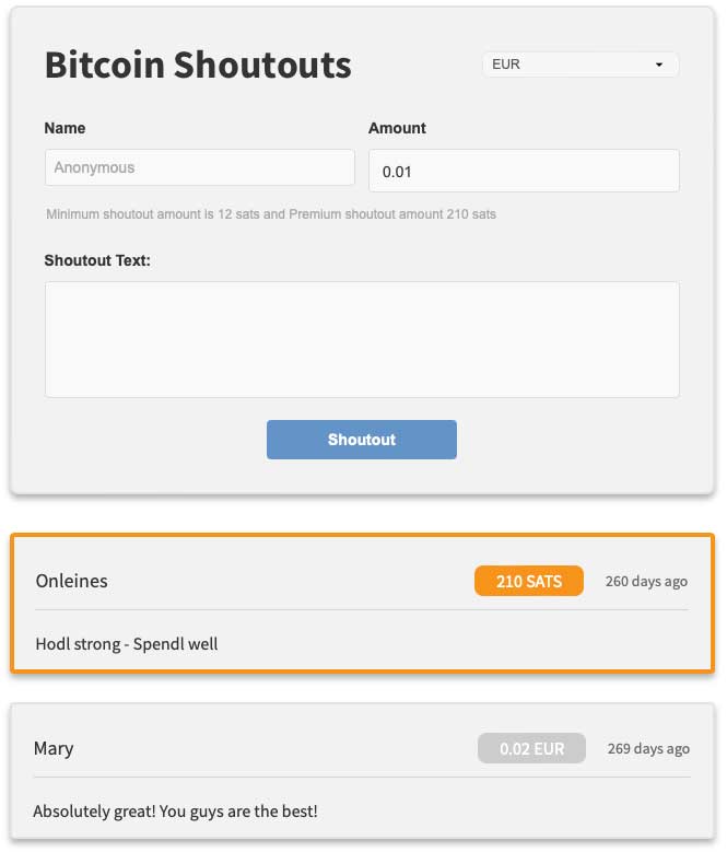 Let contributors leave a public message with the Bitcoin Shoutouts plugin