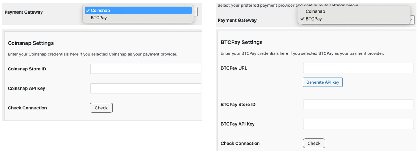 Choose your preferred Bitcoin payment gateway