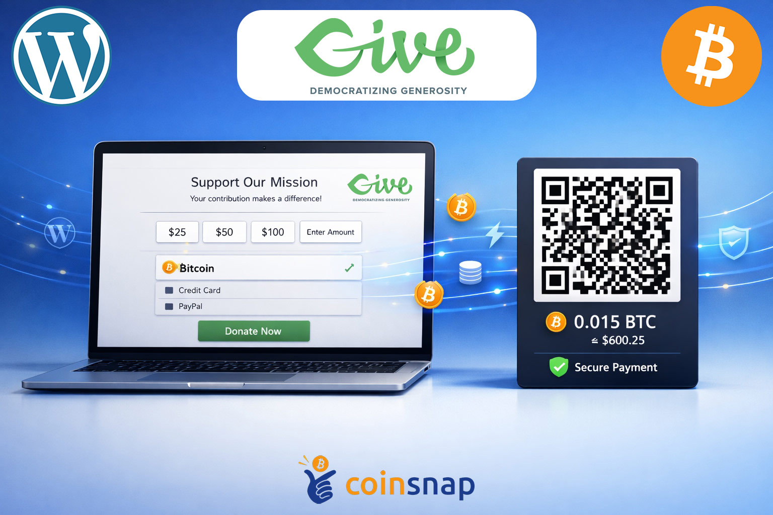 GiveWP WordPress Bitcoin Payment Plugin | Coinsnap