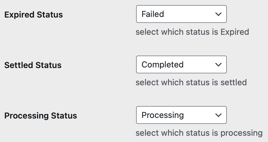 Default payment status mapping in Coinsnap for EED