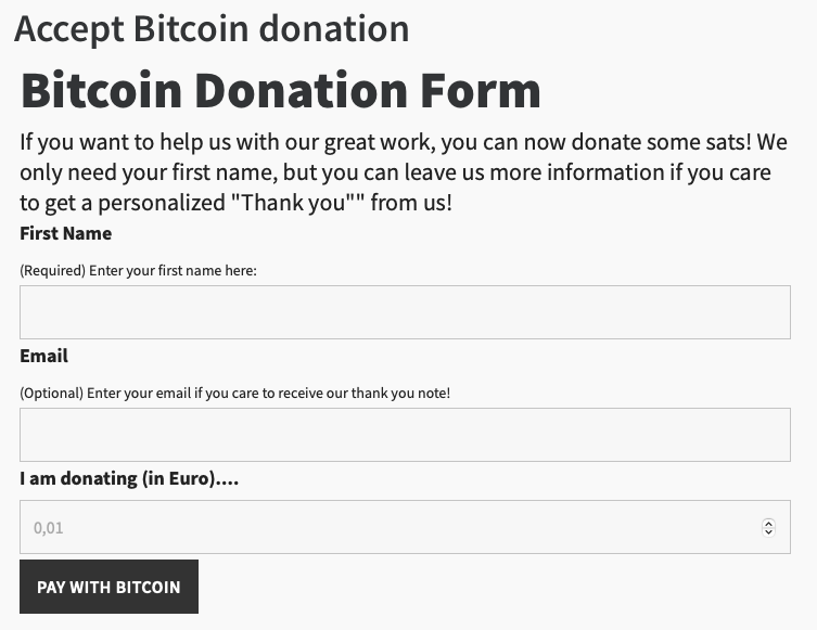 Simple Bitcoin Donation Form