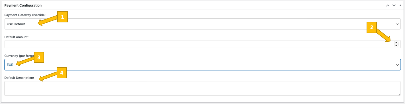 Individual Bitcoin payment configuration per form