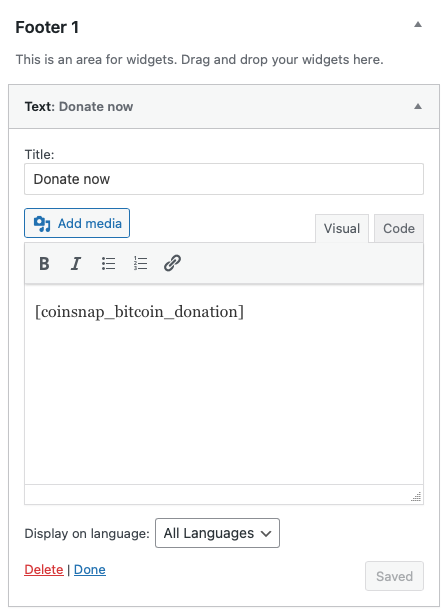 Place the Donation form in a widget