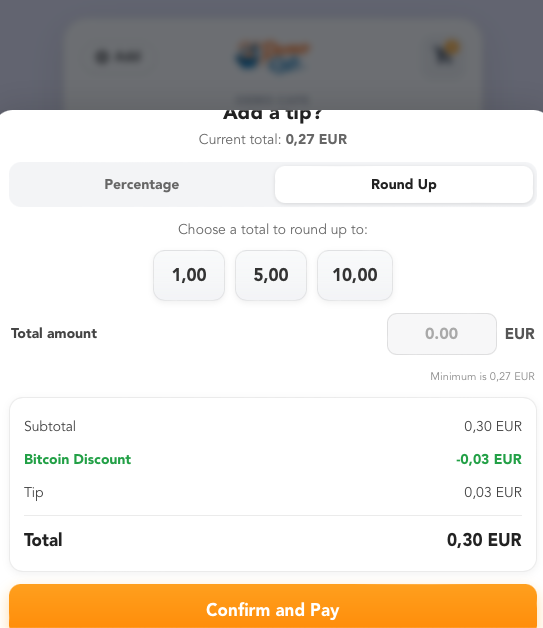 The customer can also choose to just round up the payment