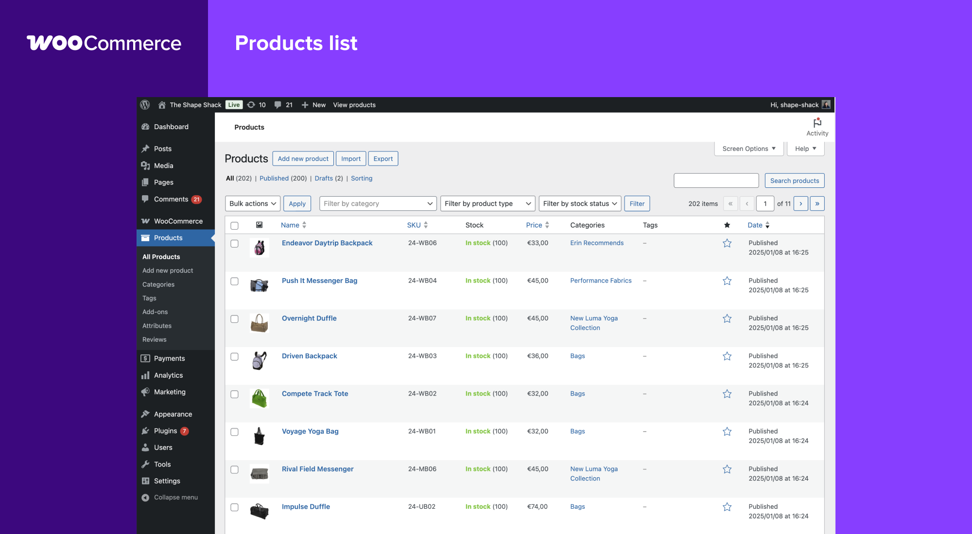 WooCommerce Product List