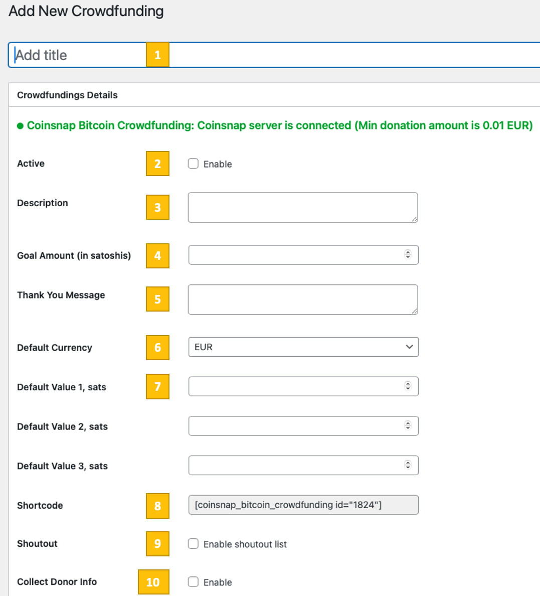 Setup your Bitcoin Crowdfunding campaign