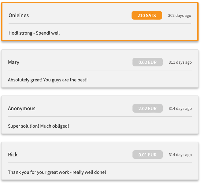 Shoutout List display