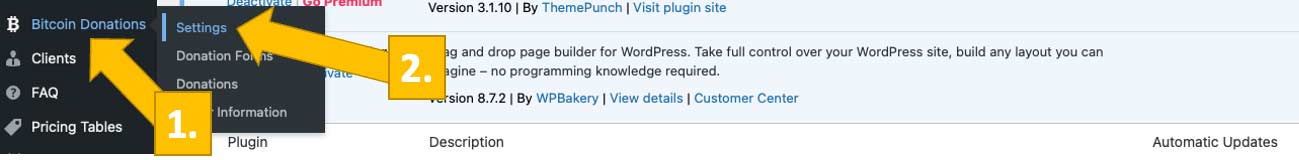 A Coinsnap Plugin in your WordPress backend