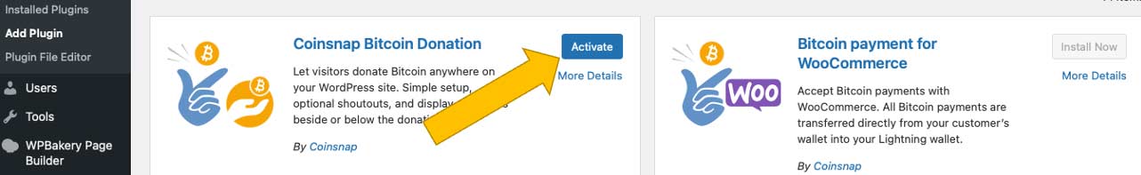 Activate the new WordPress plugin