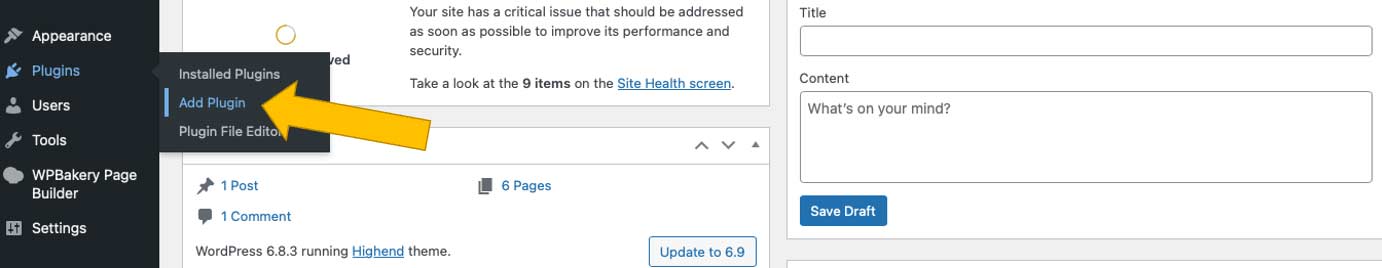 Add a new plugin in WordPress