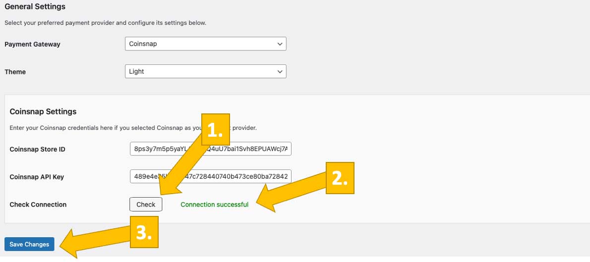 Check your connection and start accepting Bitcoin