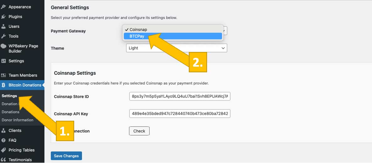 Choose your BTCPayServer as your payment gateway