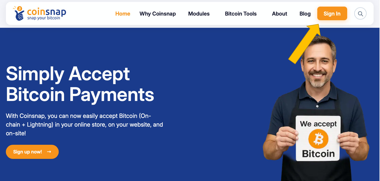 Sign up for a Coinsnap account