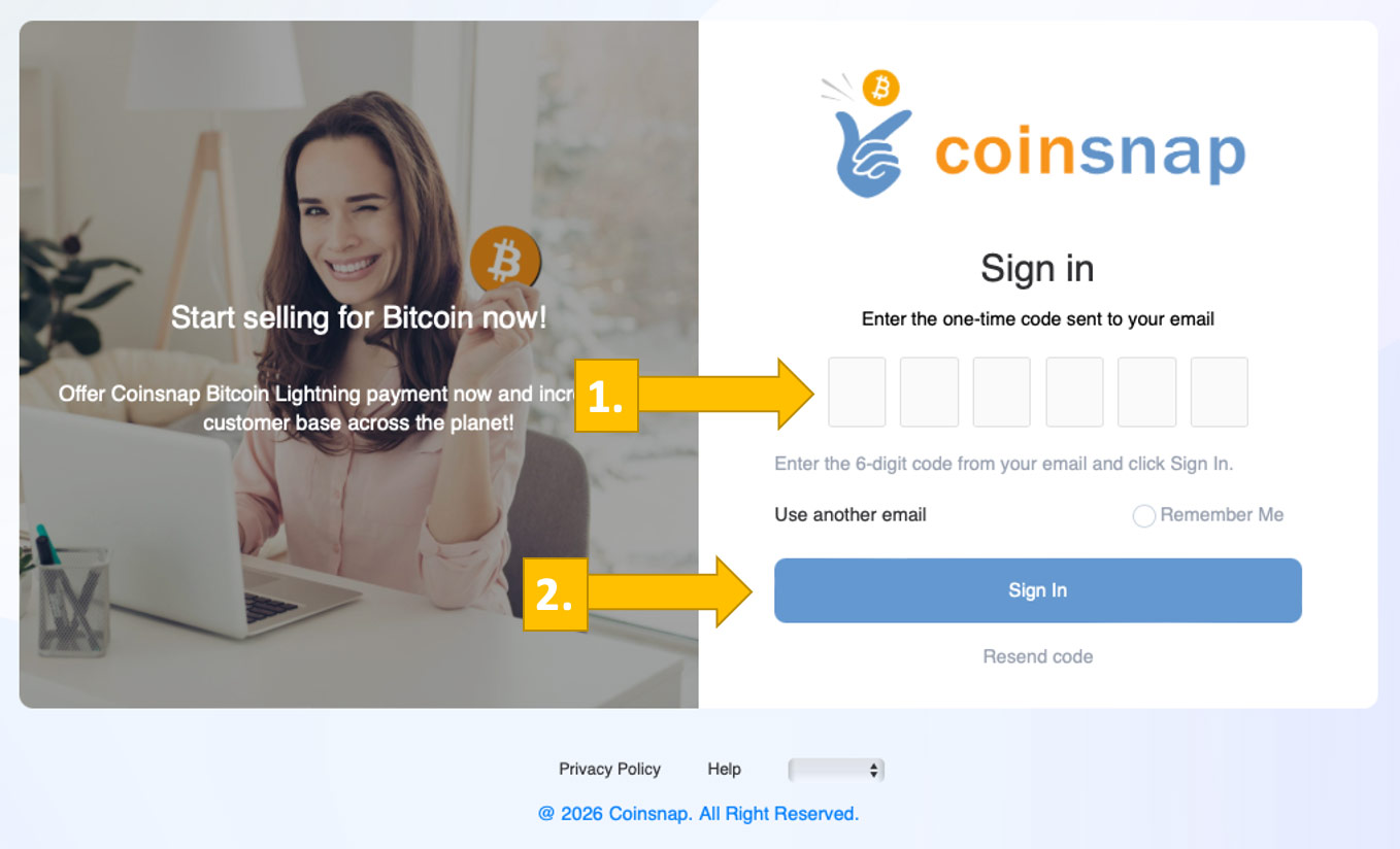 Confirm your email to activate your Coinsnap account